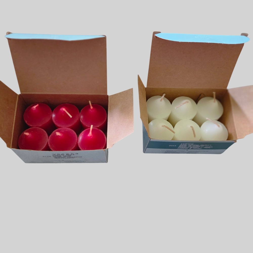 Vintage PartyLite Votive Lot of 2 Country Apple & White Gardenia Truffle Retired